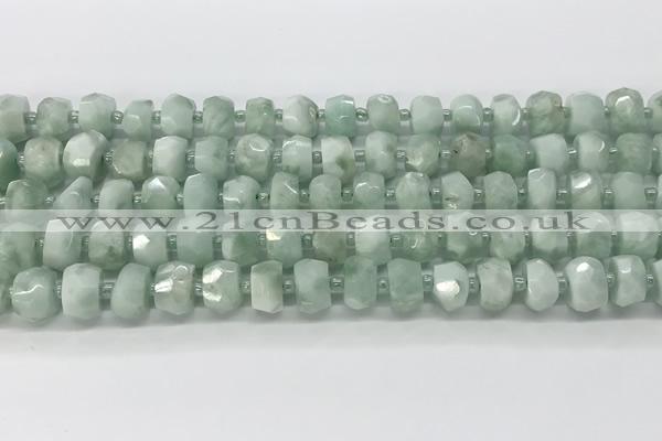 CRB5655 15.5 inches 6*10mm-7*11mm faceted rondelle green angel skin beads wholesale