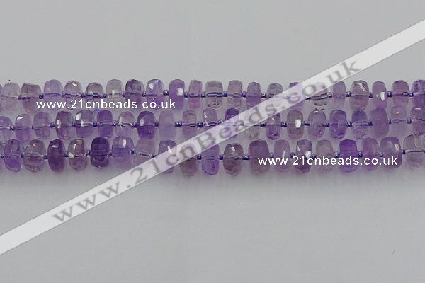 CRB566 15.5 inches 7*12mm faceted rondelle amethyst beads