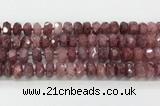 CRB5660 15.5 inches 7*11mm-9*13mm faceted rondelle strawberry quartzbeads wholesale