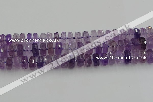 CRB567 15.5 inches 8*14mm faceted rondelle amethyst beads