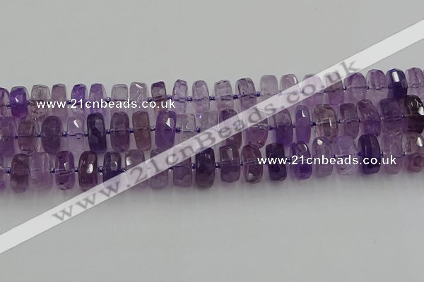 CRB568 15.5 inches 8*16mm faceted rondelle amethyst beads