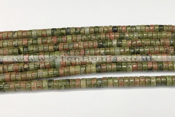 CRB5682 15 inches 4*6mm heishi unakite beads wholesale