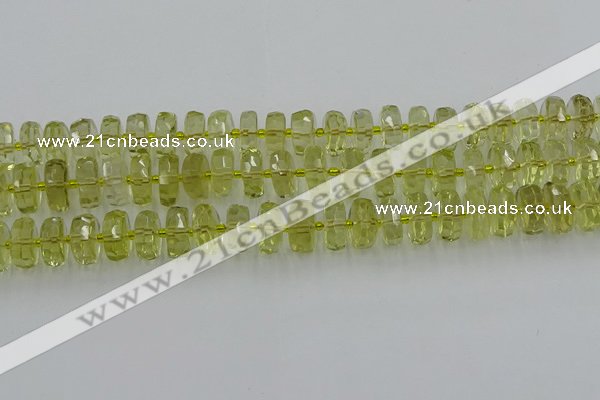 CRB573 15.5 inches 6*10mm faceted rondelle lemon quartz beads