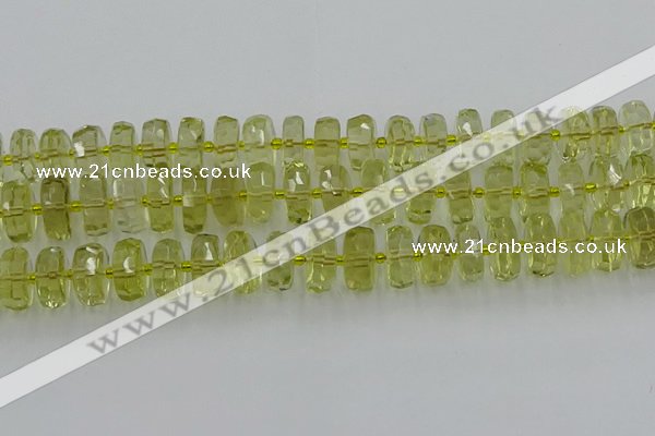 CRB575 15.5 inches 8*14mm faceted rondelle lemon quartz beads