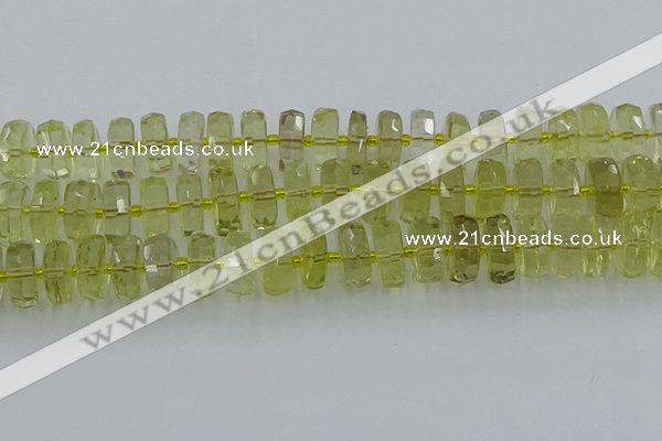 CRB577 15.5 inches 8*18mm faceted rondelle lemon quartz beads