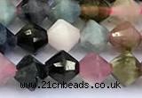 CRB5771 15 inches 4*4mm faceted tourmaline beads