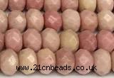 CRB5807 15 inches 4*6mm, 5*8mm faceted rondelle pink wooden jasper beads