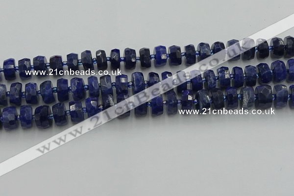 CRB582 15.5 inches 7*12mm faceted rondelle sodalite beads