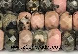 CRB5824 15 inches 4*6mm, 5*8mm, 6*10mm faceted rondelle rhodonite beads