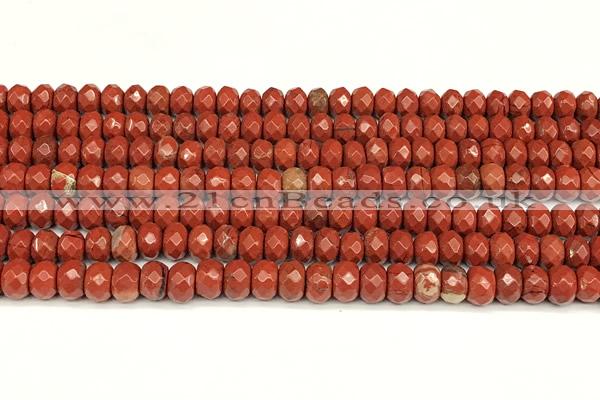 CRB5830 15 inches 4*6mm, 5*8mm faceted rondelle red jasper beads