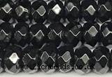 CRB5834 15 inches 4*6mm, 5*8mm faceted rondelle black agate beads