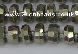 CRB597 15.5 inches 6*10mm faceted rondelle pyrite beads