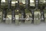 CRB599 15.5 inches 8*14mm faceted rondelle pyrite beads