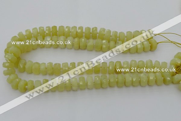 CRB606 15.5 inches 7*12mm faceted rondelle yellow opal beads