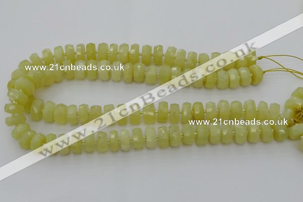 CRB607 15.5 inches 8*14mm faceted rondelle yellow opal beads