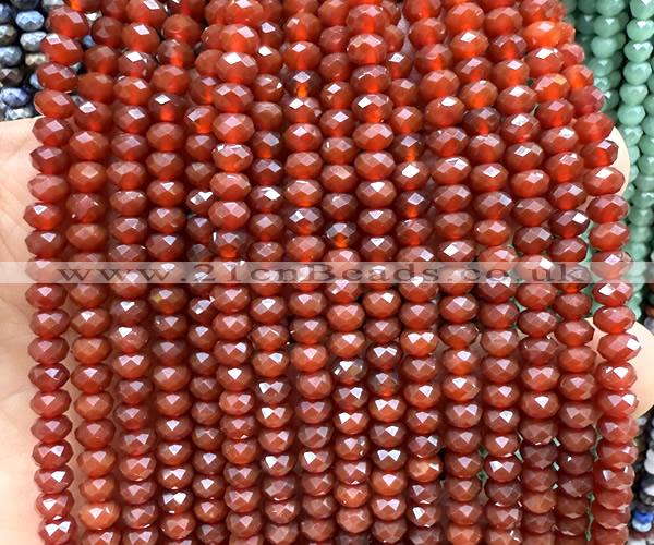 CRB6112 15 inches 4*6mm faceted rondelle red agate beads
