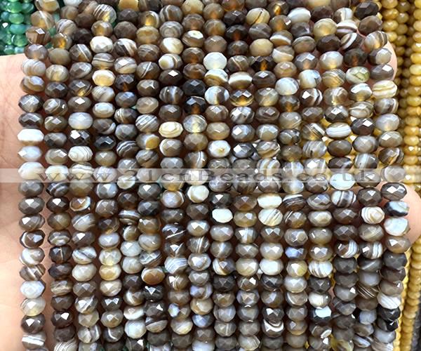 CRB6121 15 inches 4*6mm faceted rondelle coffee banded agate beads