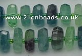 CRB616 15.5 inches 8*14mm faceted rondelle fluorite beads