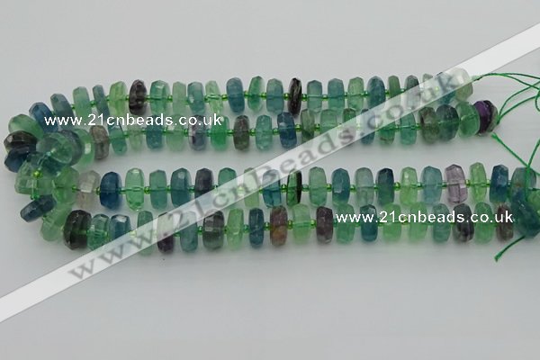 CRB616 15.5 inches 8*14mm faceted rondelle fluorite beads