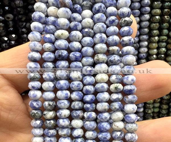 CRB6162 15 inches 4*6mm faceted rondelle blue spot stone beads