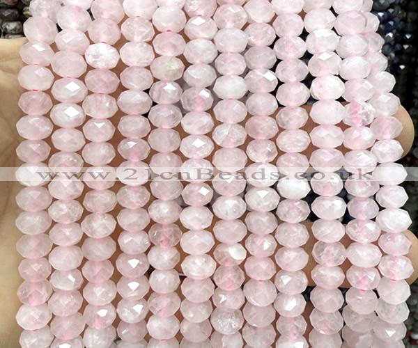 CRB6201 15 inches 5*8mm faceted rondelle rose quartz beads