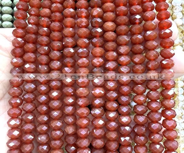 CRB6212 15 inches 5*8mm faceted rondelle red agate beads