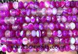 CRB6221 15 inches 5*8mm faceted rondelle fuchsia banded agate beads
