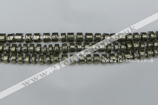 CRB625 15.5 inches 6*10mm tyre pyrite gemstone beads