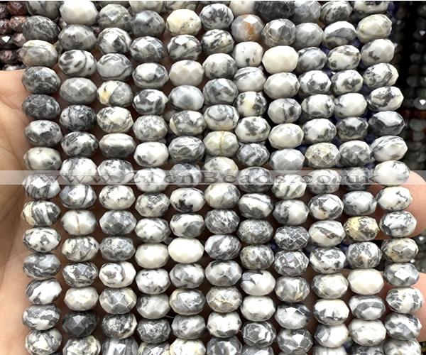 CRB6263 15 inches 5*8mm faceted rondelle grey picture jasper beads