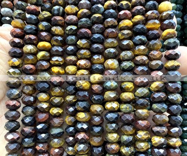 CRB6278 15 inches 5*8mm faceted rondelle colorful tiger eye beads