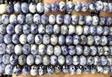 CRB6286 15 inches 5*8mm faceted rondelle blue spot stone beads