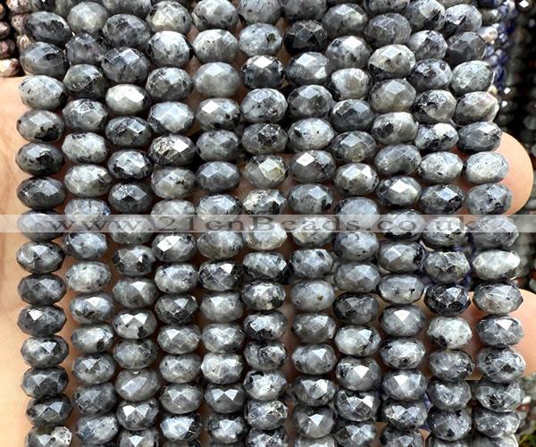 CRB6292 15 inches 5*8mm faceted rondelle black labradorite beads