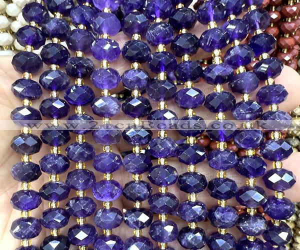 CRB6301 15 inches 6*10mm faceted rondelle amethyst beads