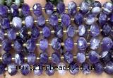 CRB6302 15 inches 6*10mm faceted rondelle dogtooth amethyst beads