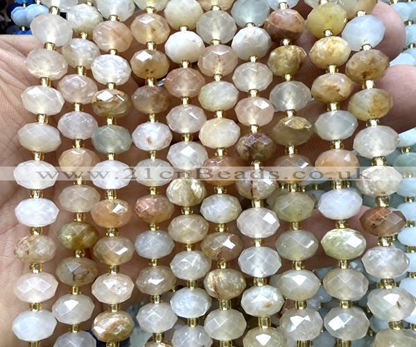 CRB6307 6*10mm faceted rondelle red rutilated quartz beads