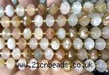CRB6307 6*10mm faceted rondelle red rutilated quartz beads
