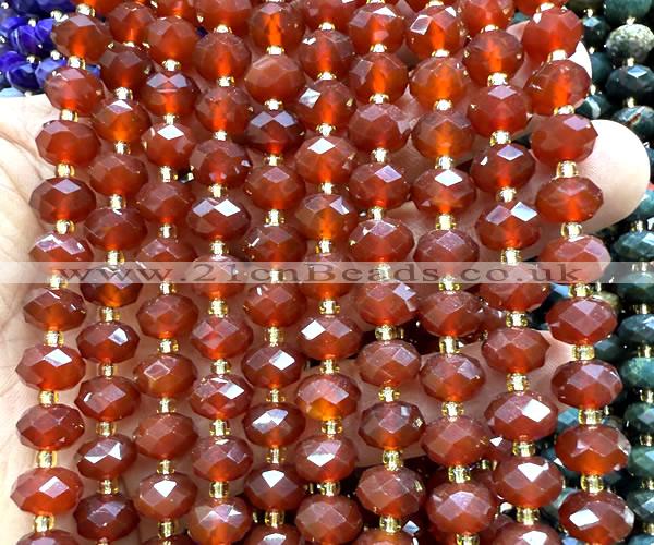 CRB6312 15 inches 6*10mm faceted rondelle red agate beads