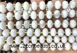 CRB6318 6*10mm faceted rondelle white crazy lace agate beads