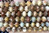 CRB6320 15 inches 6*10mm faceted rondelle crazy lace agate beads