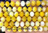 CRB6322 15 inches 6*10mm faceted rondelle yellow banded agate beads