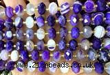 CRB6323 15 inches 6*10mm faceted rondelle purple banded agate beads