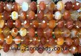 CRB6325 15 inches 6*10mm faceted rondelle red banded agate beads