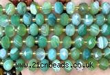 CRB6327 15 inches 6*10mm faceted rondelle green banded agate beads