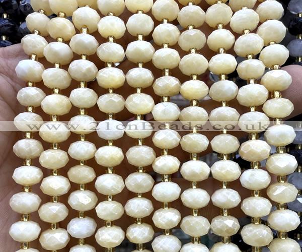 CRB6332 15 inches 6*10mm faceted rondelle yellow jade beads
