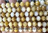 CRB6333 15 inches 6*10mm faceted rondelle yellow jade beads