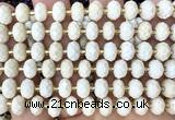 CRB6340 15 inches 6*10mm faceted rondelle white fossil jasper beads