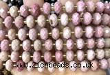 CRB6341 15 inches 6*10mm faceted rondelle pink wooden jasper beads