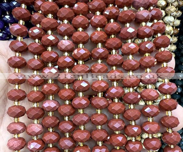 CRB6342 15 inches 6*10mm faceted rondelle red jasper beads