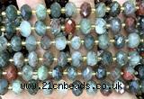 CRB6343 15 inches 6*10mm faceted rondelle blood jasper beads