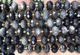 CRB6360 15 inches 6*10mm faceted rondelle silver obsidian beads